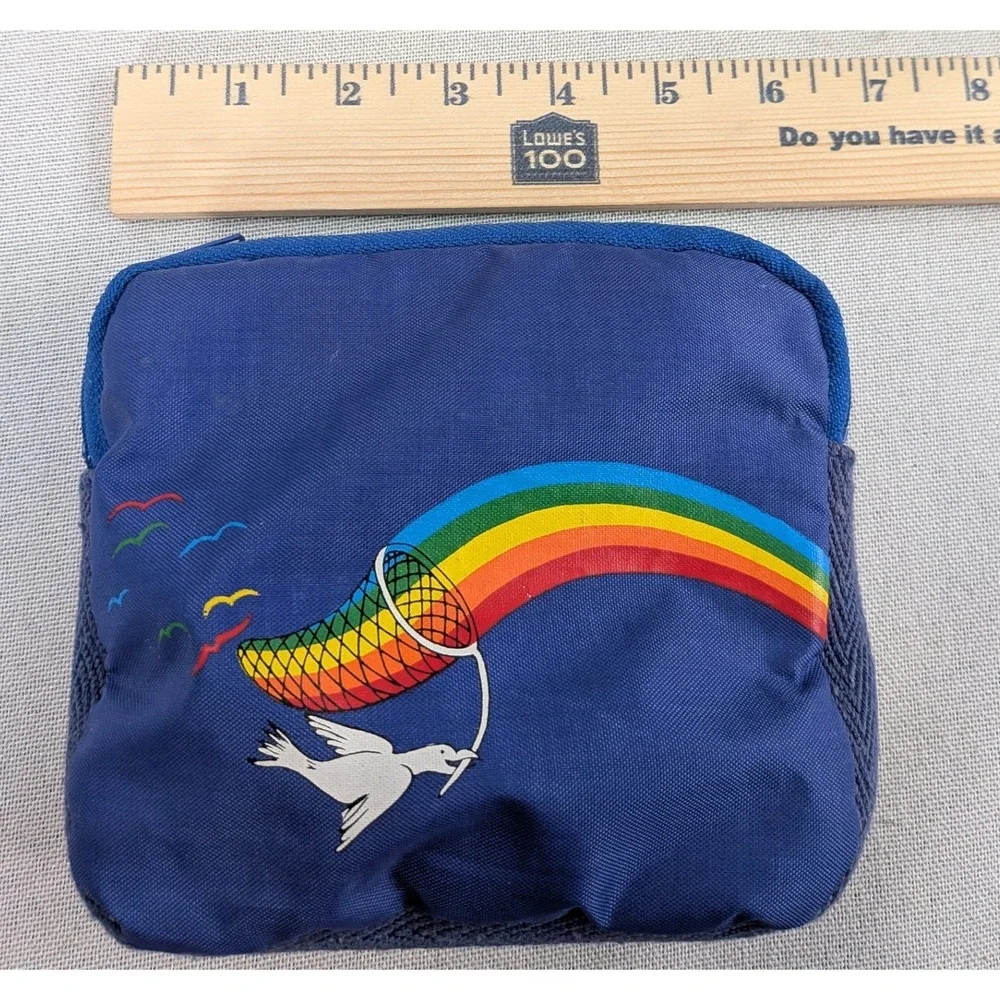 Pouch Set Unisex OS Blue Excellent Vintage Rainbow Dove Nylon 2pc